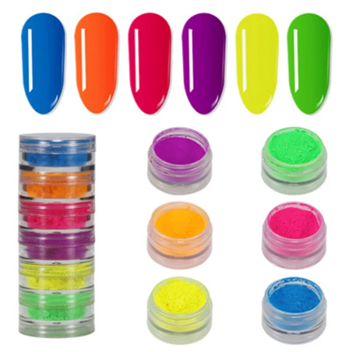 6 Colors Manicure Luminous Powder Set DIY Fluorescent Powder Party Halloween Decoration Nail Art HJL2019