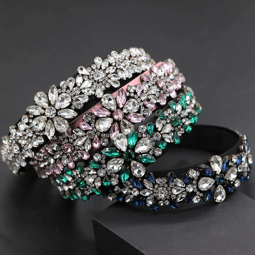 Мода дикая преувеличенная индивидуальность оголовье Новое Барокко Роскошные частицы в форме сердца горный хрусталь цветок модная головная повязка 743