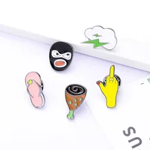 Europe And America Accessories Lightning Baiyun Oil Drop Brooch Slipper Gesture Robber Chicken Legs Alloy Corsage Badge Bag Acce