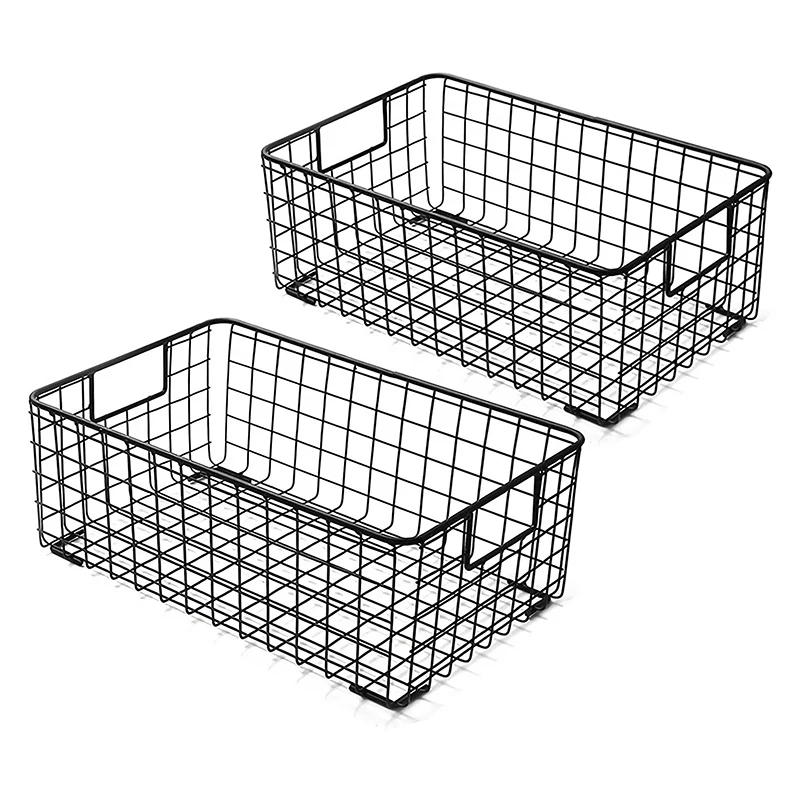 2 Pcs Freezer Storage Basket Pantry Organization Baskets Wire Fridge  Containers Bins Organizer Refrigerator - AliExpress