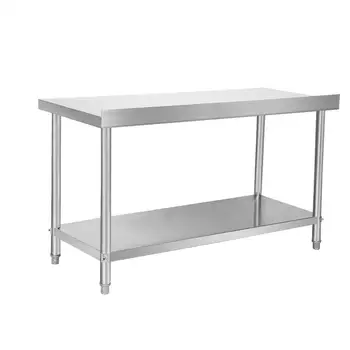 

Yonntech Stainless Steel Kitchen Benches Work Bench Food Prep Table with Backsplash 150cmx60cm