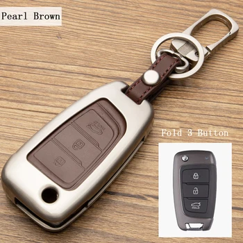 

Zinc Alloy+Leather Car Remote Key Case Cover For Hyundai Elantra i30 i35 i40 Tucson Kona 2015 2016 2017 2018 2019 Car Styling