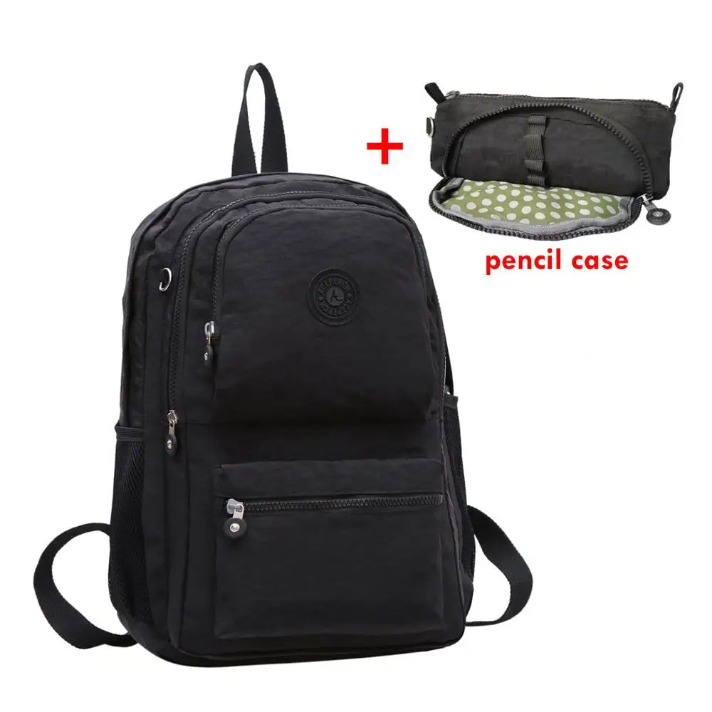 2 pieces Black ACEPERCH Повседневный школьный рюкзак Bolsa для девочек-подростков, водонепроницаемый нейлоновый рюкзак для ноутбука Mochila Escolar с брелоком - Цвет: 2 pieces Black