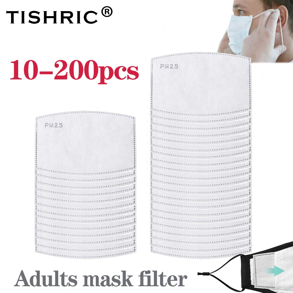 

TISHRIC 5 Layers PM2.5 Activated Carbon Filter KN95 Protection Anti-fog/Dust/ Haze Mouth Mask Non-woven Mask Filter For Adults