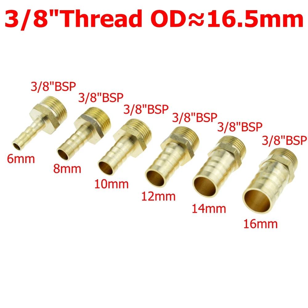 Brass Pipe Fitting 4mm 6mm 8mm 10mm 12mm 19mm Hose Barb Tail 1/8" 1/4" 1/2" 3/8" BSP Male Connector Joint Copper Coupler Adapter