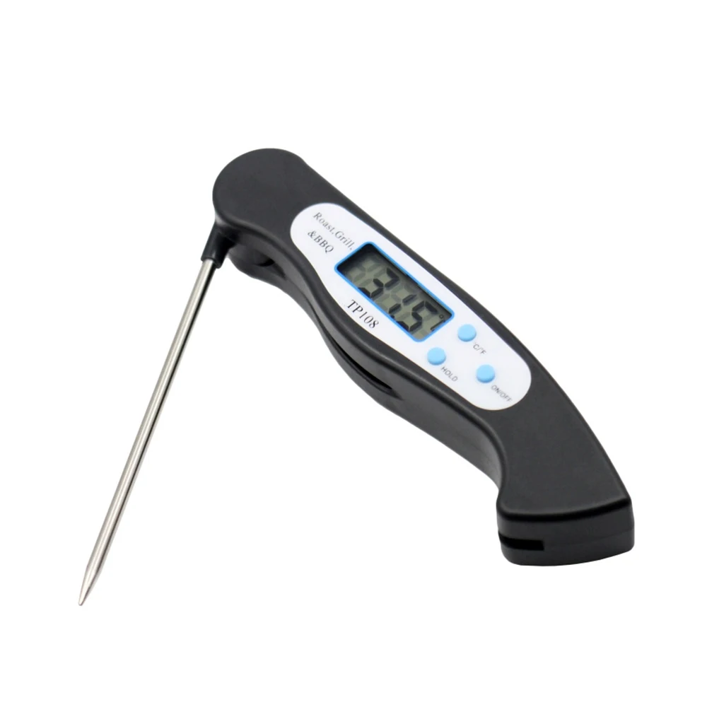 Foldable Food Thermometer Digital Kitchen Food Cooking Tool BBQ Meat Fork BBQ Grill Probe Temperature Gauge With Battery TP108