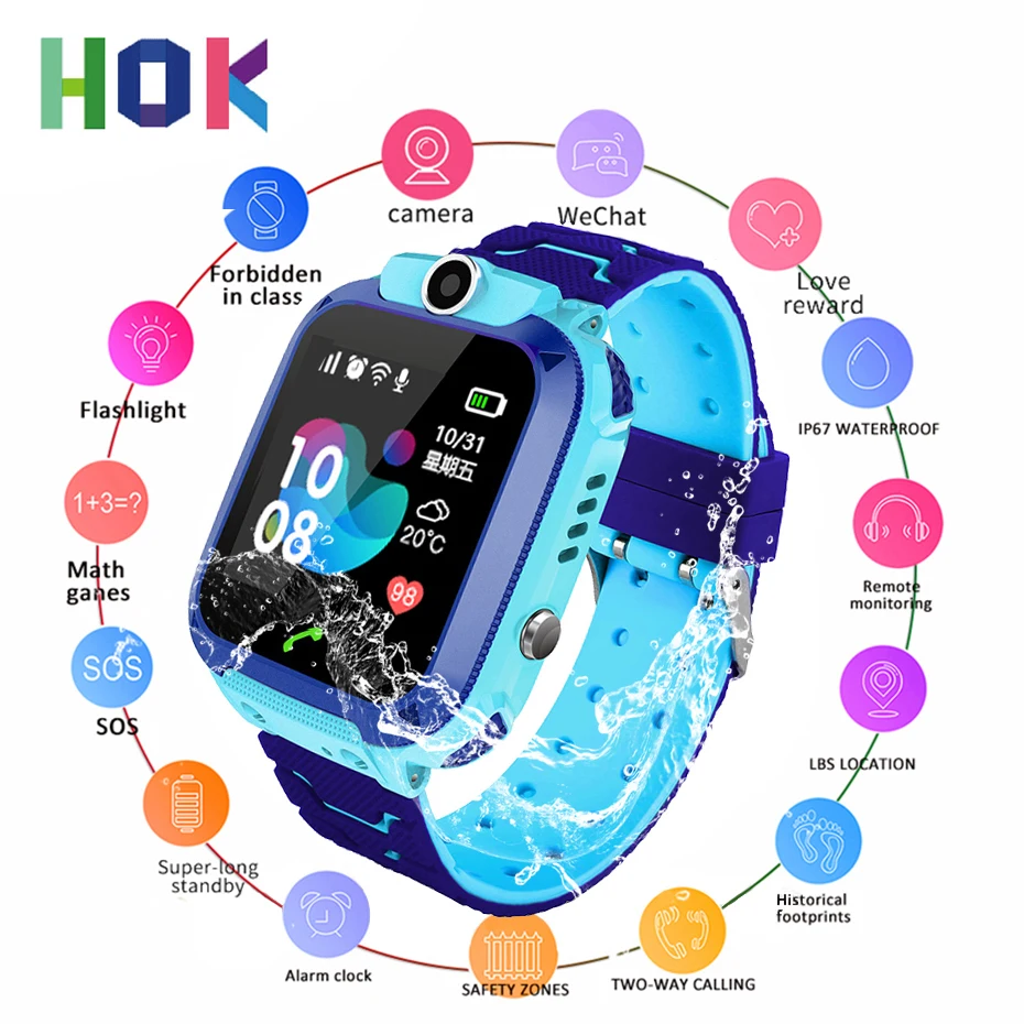 Новые Детские умные часы LBS Водонепроницаемые с камерой SOS сенсорный экран