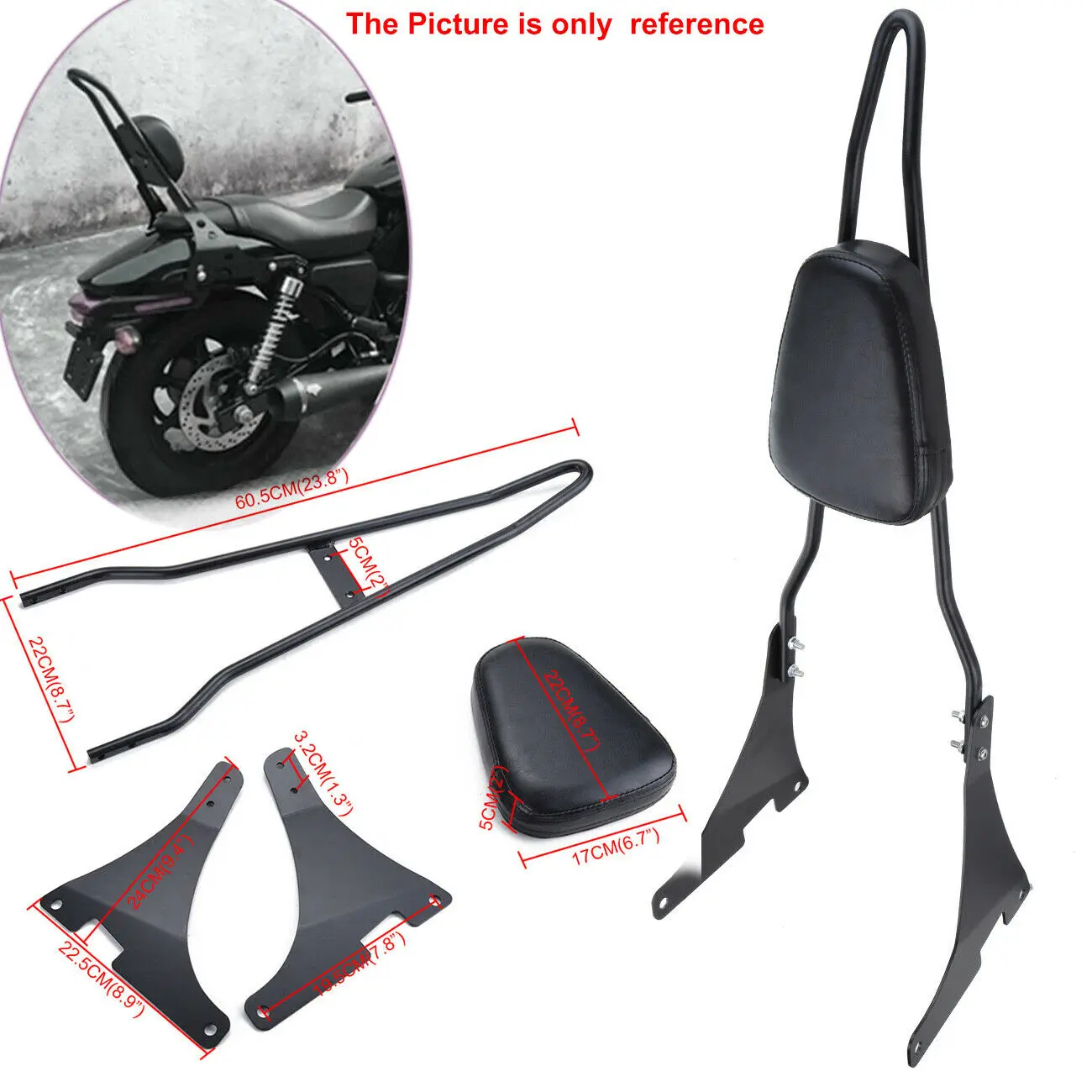 Multi Purpose Driver Passenger Backrest Pad For Harley Dyna Sportster 883 1200 E - Foto 4