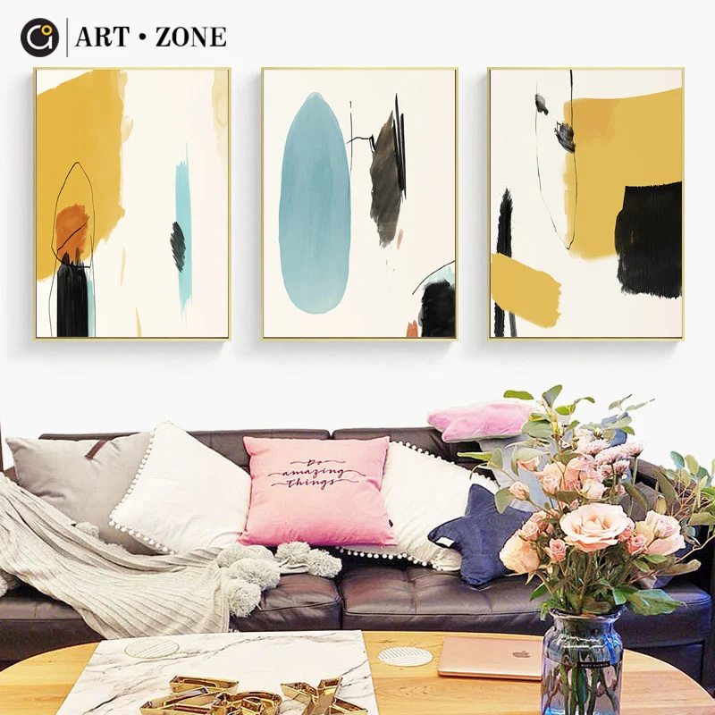 

ART ZONE Pigment Watercolor Painting Modern Minimalist Abstract Art Wall Canvas Poster Decor Friend Gift Colors Art Print Poster