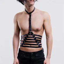 Фетиш мужской грудь гей жгут сексуальный кожаный корпус клетка бондаж топы Мужские ремни ремень панк Рейв костюмы для взрослых секс игры