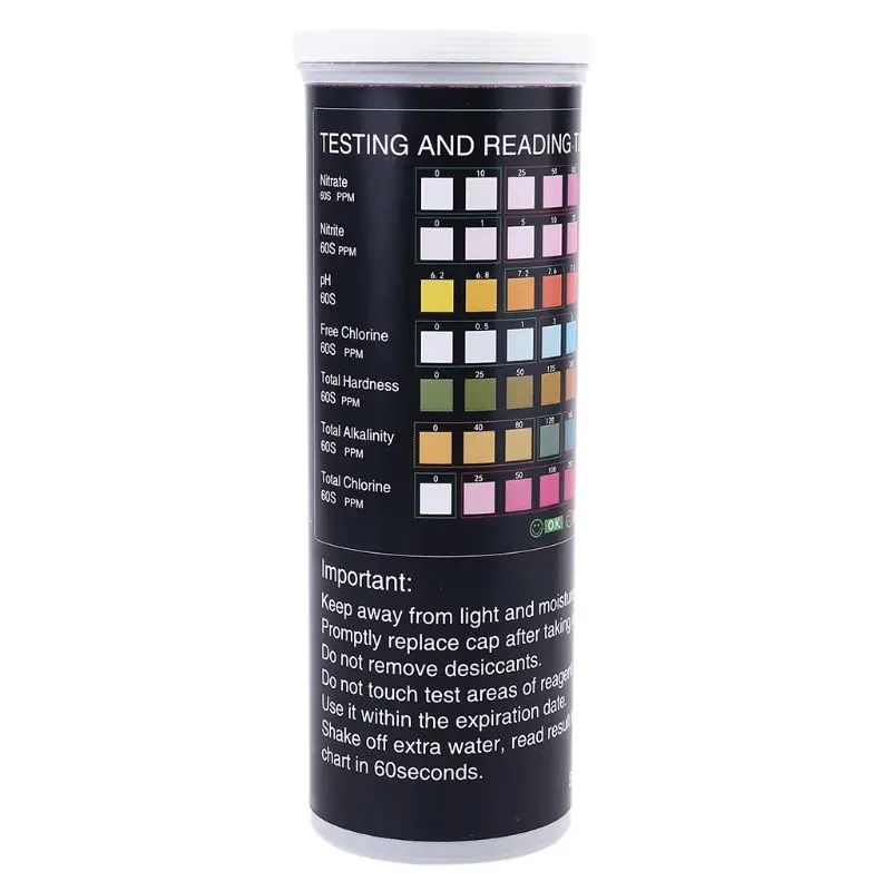 

50 strips 7 in 1 Water Quality Test PH Nitrate Chlorine Alkalinity for Pool Pond R9JF