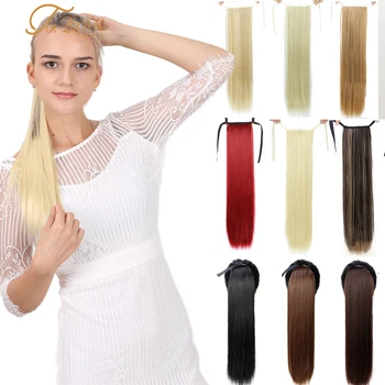 

TALANG 22inches Fake Hair Pieces Long Straight Drawstring Ponytail Synthetic Hair Ponytail Clip In Hair Extensions