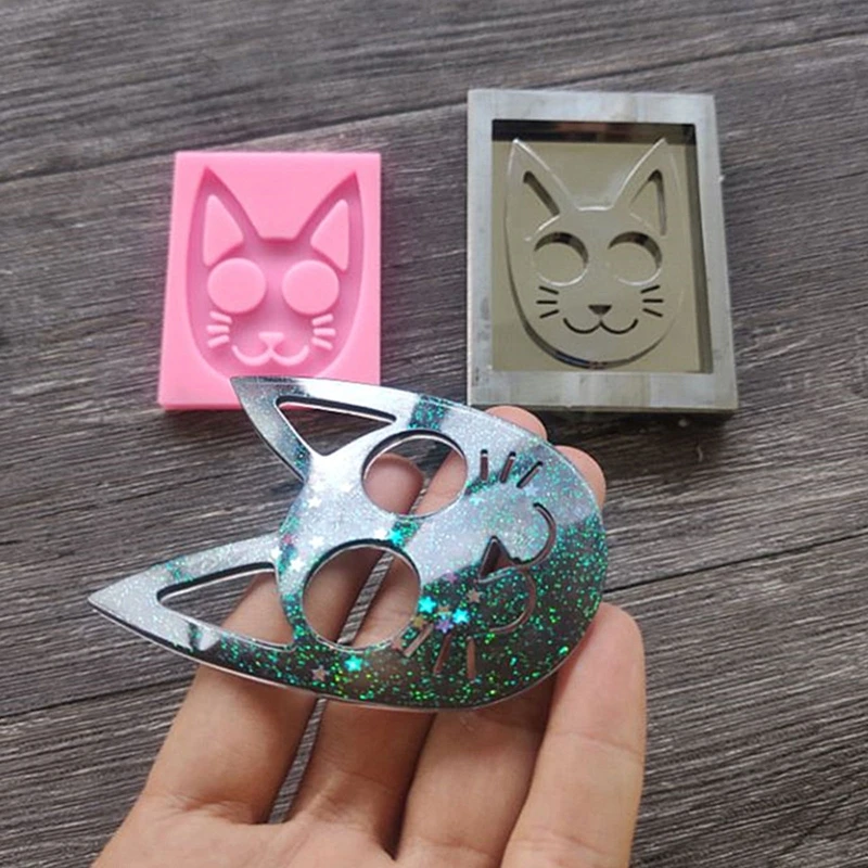 2020NEW Shiny Glossy Cat Keychain Mold,S-e-lf-D-e-fense Cat Keychain Mold,DIY Handmade Charms,Crystal Epoxy Resin Mold,Jewellery Casting Silicone Molds,Polymer Clay Crafts Making Tools Fashion white