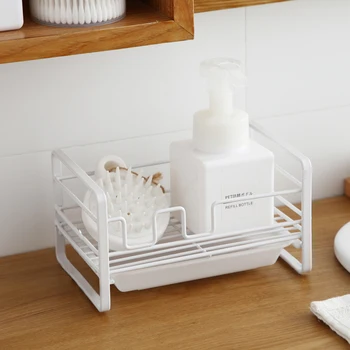 

Holder Storage Rack Rag Storage Shelf Iron White 1pc Kitchen Drain Rack