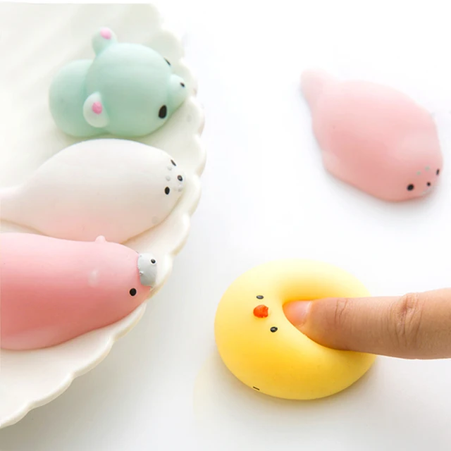 New Cartoon Fidget Toys Mini Spongy Squishy Kawaii Animal Soft Cute Fun Pop It Sensory Toy for Adults Kids Anti Stress Healing 4