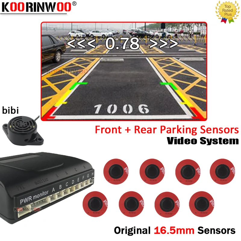 Koorinwoo Original Flat 13mm Car Sensors Video Input Parking Sensors 8