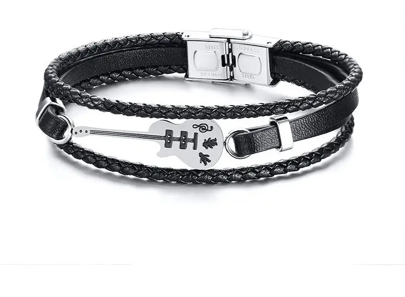 Кожаный браслет из нержавеющей стали для музыкального Любителя