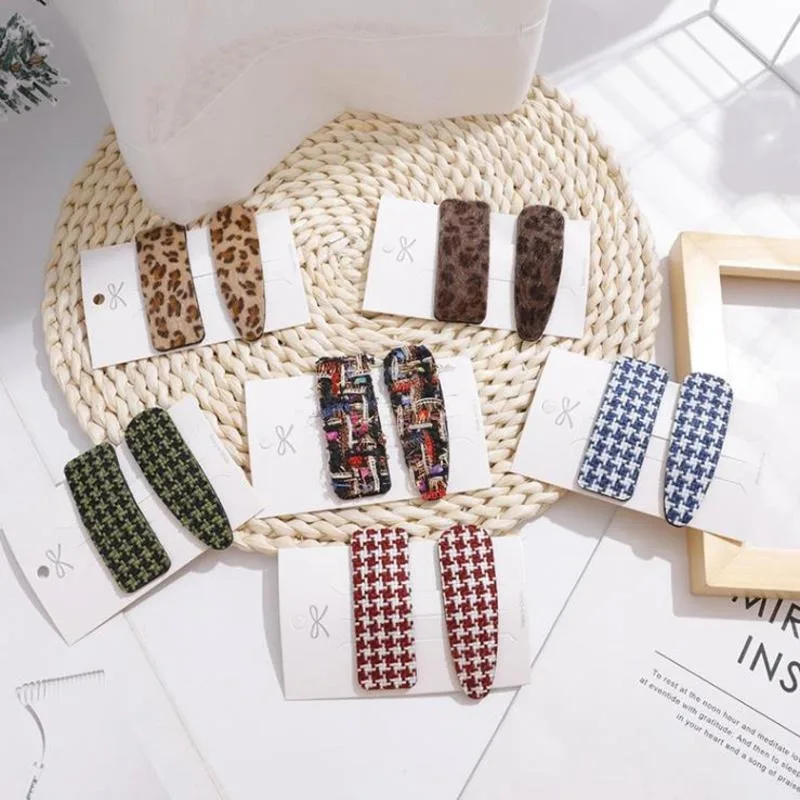 New Leopard Hair Clip Creative Retro Fabric Hairpin Korean Personality Wild Plaid Edge Clip Hair Accessories 3