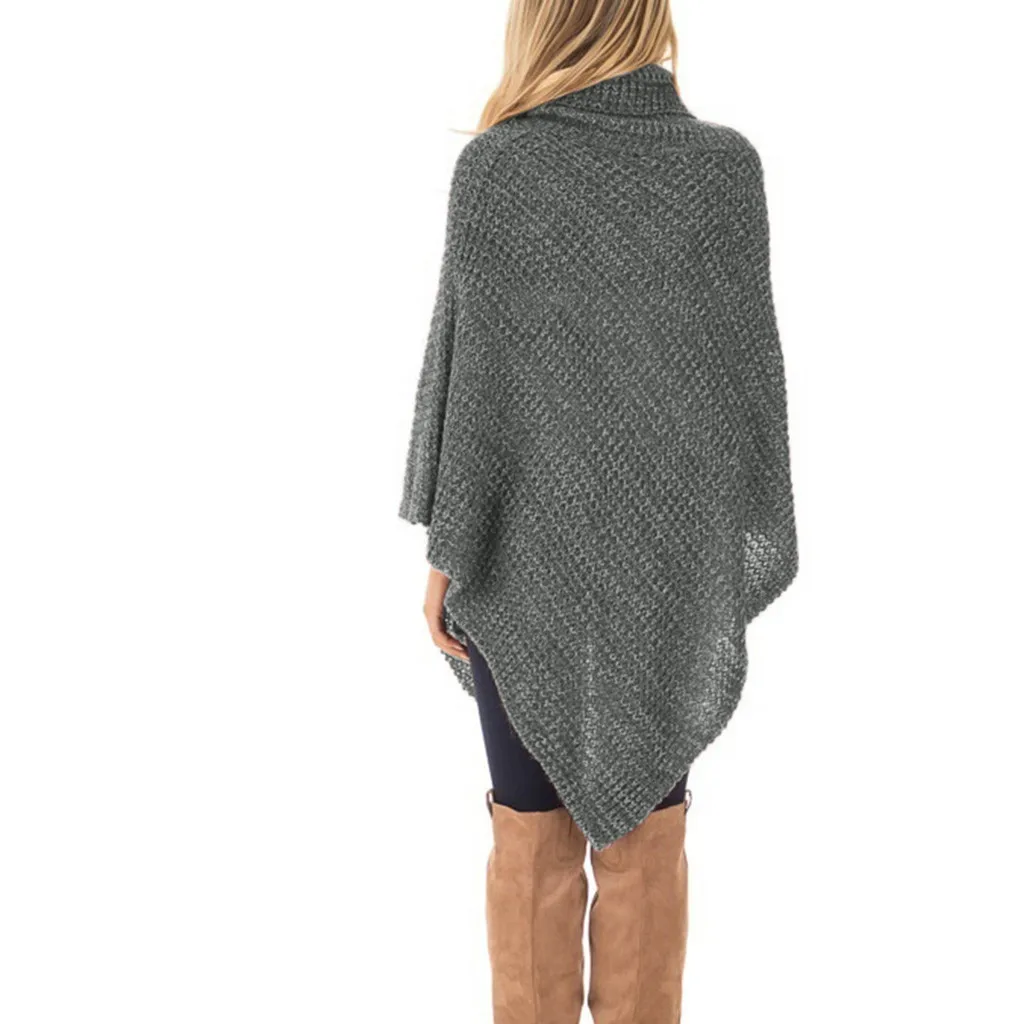 Women's Knitted High-neck Buttons Irregular Hem Pullover Sweaters Bottom Wear Loose Sweaters Warm And Comfortable