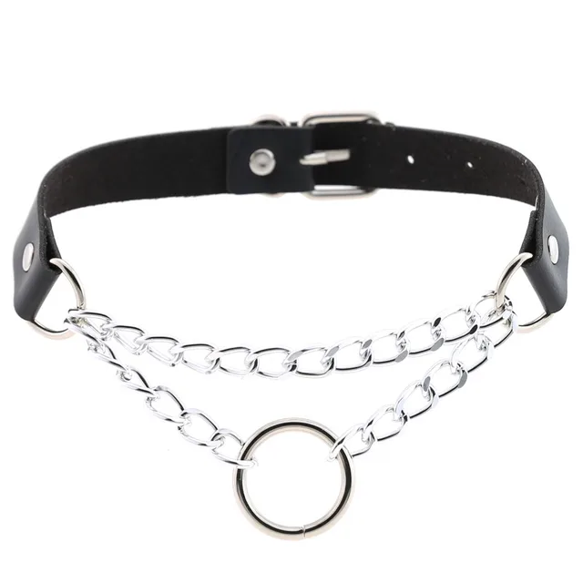 New Harajuku Black Goth Punk Leather Choker Necklaces Women Men Rock Metal  Emo Festival Cosplay Party