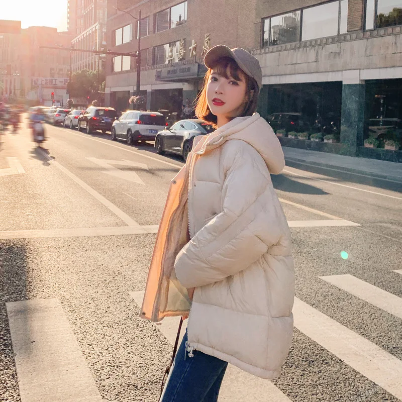 

Photo Shoot Down Jacket Women's 2019 Winter New Style Korean-style Loose-Fit Students Cotton Coat Thin-Cotton-padded Clothes dow