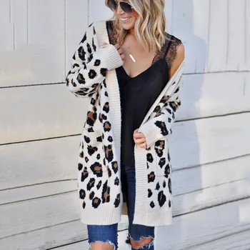 

Leopard sweater women Thick winter clothes women long coat christmas sweater
