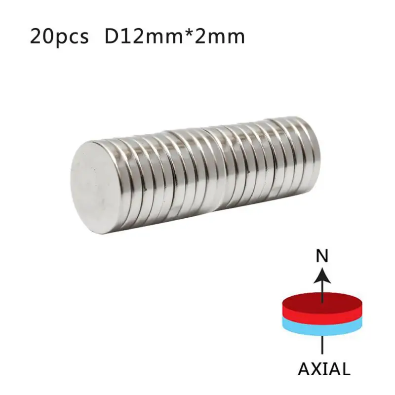 100 шт. 12x2 неодимовый магнит постоянный N35 12x2 мм NdFeB супер сильный, мощный магнитный магнит маленький круглый диск - Цвет: 20pcs