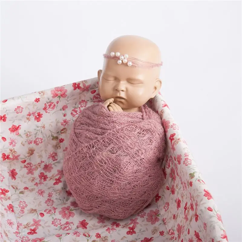 2 pz/set puntelli fotografia neonato coperta coperta bambino avvolge maglia elastica Swaddle avvolgere bambino servizio fotografico accessori di stoffa