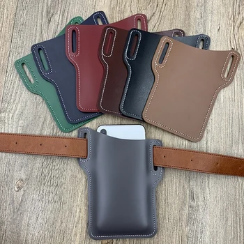 

2020 Men Cellphone Loop Holster Case Belt Waist Bag Props Leather Purse Phone Wallet Male Bum Belt Bag