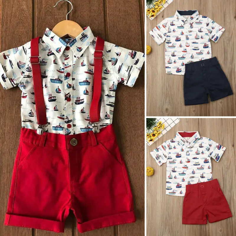 Toddler Newborn Kids Baby Boys Clothes T-shirt Tops Short Pants Outfits Sets |