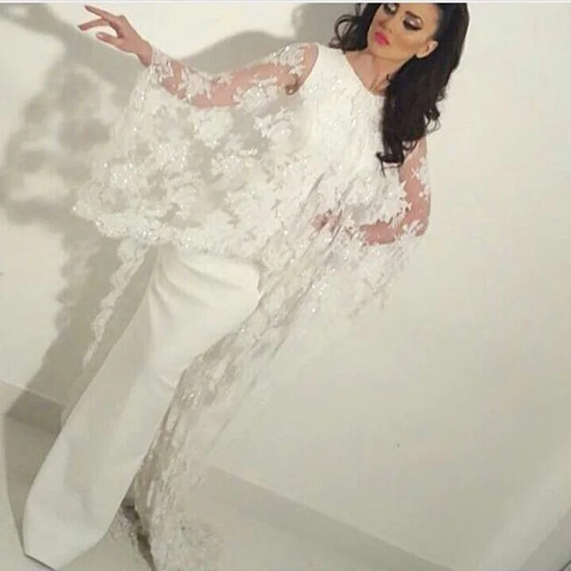 

Saudi Arabia 2020 Cape Evening Dress Turkey Robe Moroccan White Lace Satin Dubai Long Mermaid Formal Party Evening Gown Custom