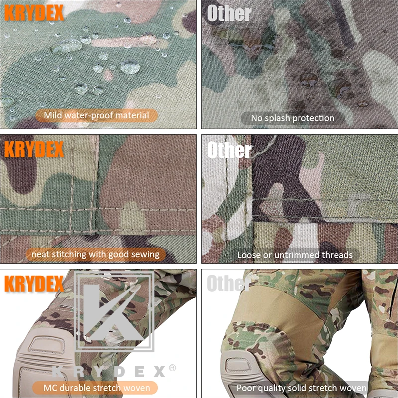 KRYDEX Тактический BDU G3 боевые штаны Мультикам CP стиль Battlefield штурмовые брюки BDU Униформа w/наколенники для военной охоты