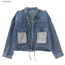 Novio Oversize Harajuku Jeans chaqueta mujer 2020 primavera Streetwear Vintage suelto señoras Denim abrigos con bolsillos Outwear