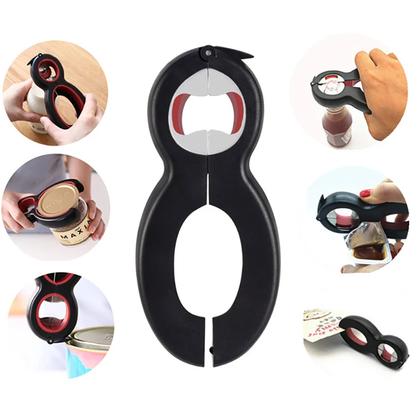 6 in 1 Multi Function Can Beer Bottle Opener Twist Off Jar Gripper Party Wine Claw | Кухня столовая и бар