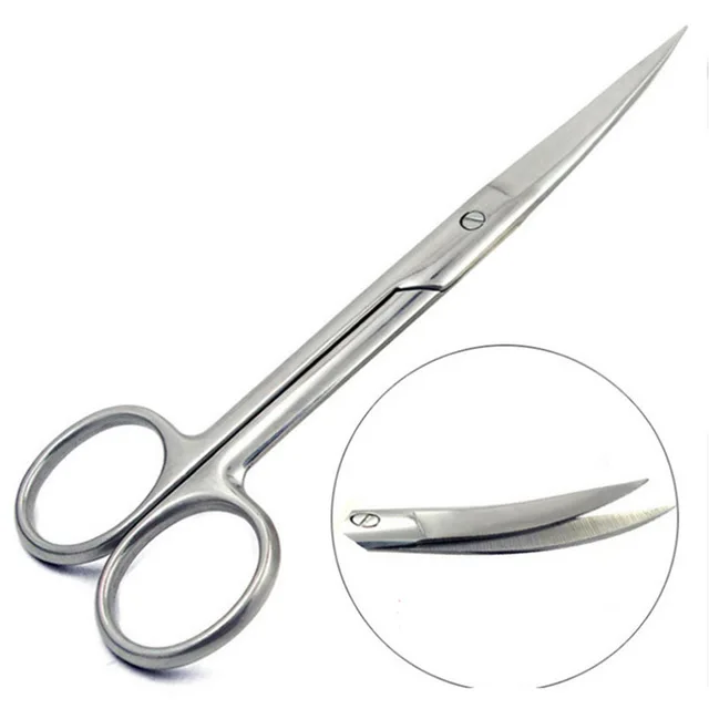 Серый 14CM Stainless Steel Straight/Elbow scissors First Aid Kit Accessories Gauze/Adhesive Tape Scissors Outdoor Survival Tool - Цвет: Серый