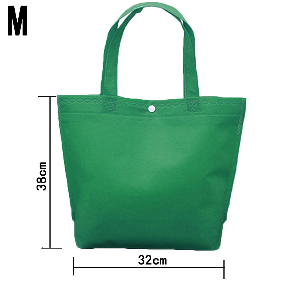 32cm green 1 шт. сумка для покупок многоцветная Нетканая многоразовая Большая вместительная тканевая сумка из эко-ткани сумка для хранения продуктов - Цвет: 32cm green