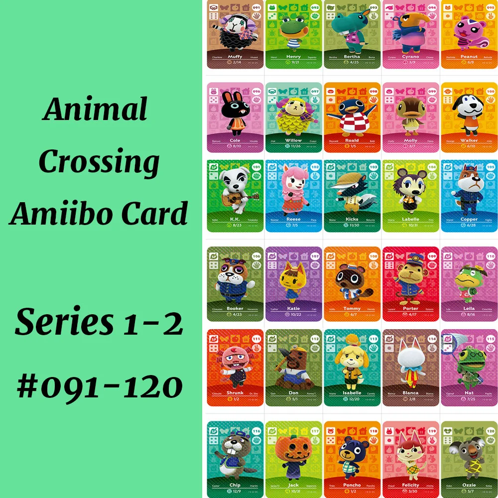 Карта Amiibo серии 1 2 (091 до 120) NS карта для животных пересекающая работает Game Roald