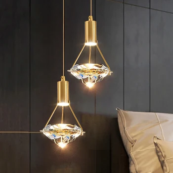 K9 kryształowa lampa wisząca LED szkło nowoczesne przy łóżku stół lampa wisząca kuchnia jadalnia sypialnia żyrandol wisiorek światło tanie i dobre opinie Thrisdar CN (pochodzenie) ROHS Z otworami Parlor do nauki Główna sypialnia Do innych sypialni Pokój w hotelu Wiszący przewód