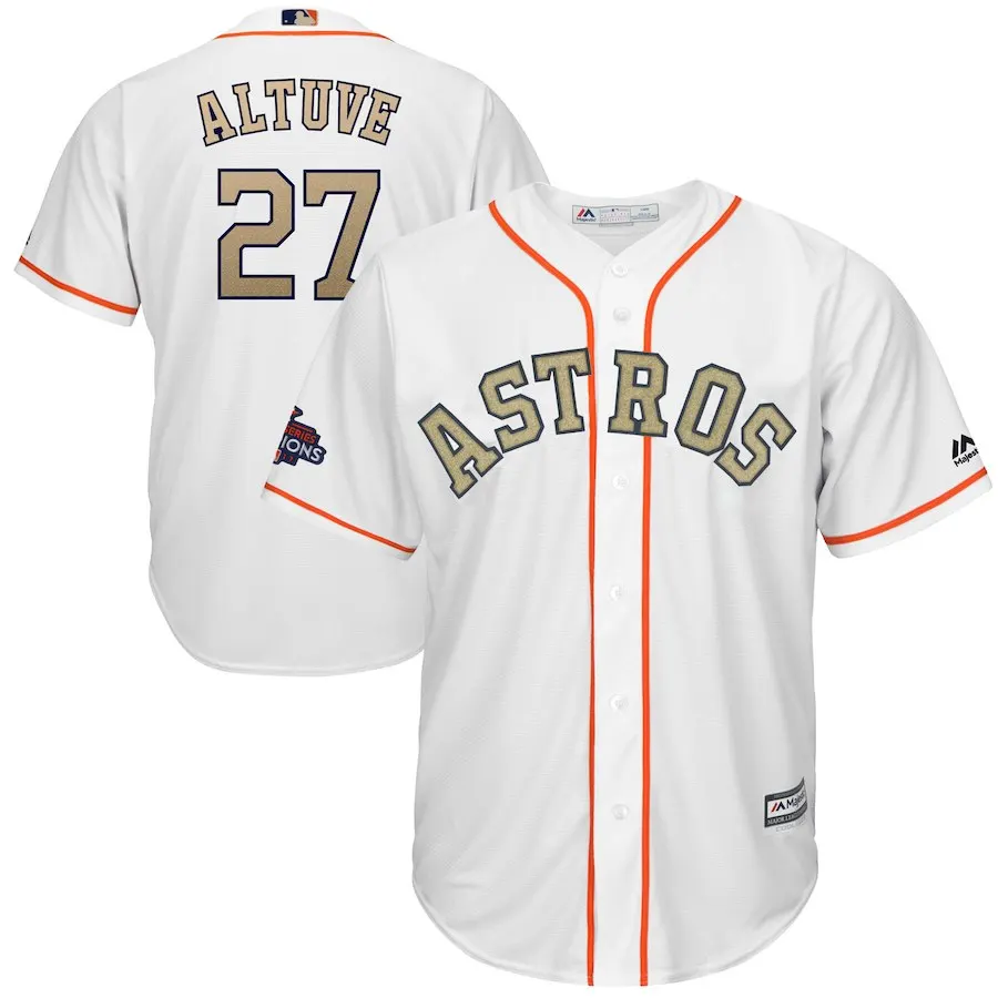 Бежевый Мужчины Хьюстон Jose Altuve Alex Bregman Джерси - Цвет: Бежевый