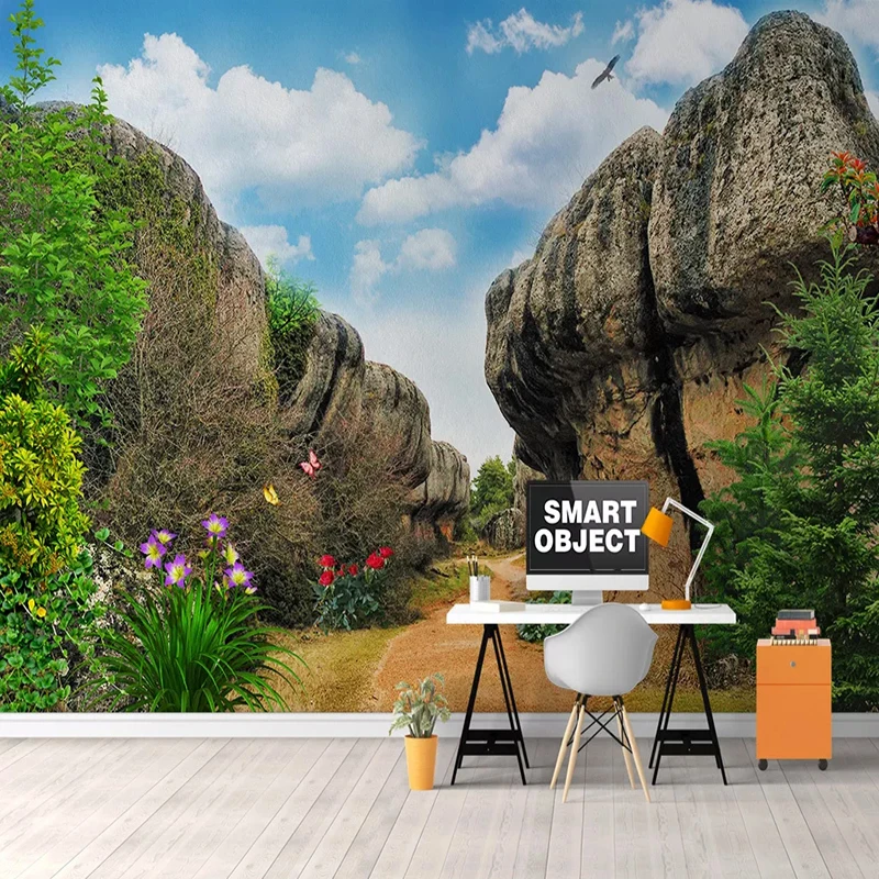 

Drop Shipping Custom Photo Wallpaper 3D Stereo Stone Path Landscape Murals Sofa Background Wall Stickers Papel De Parede Poster