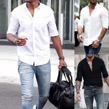 Модное однотонное платье, рубашка, деловые рубашки с длинным рукавом, однотонные белые мужские Рубашки, Топы, блузки M L XL XXL 3XL