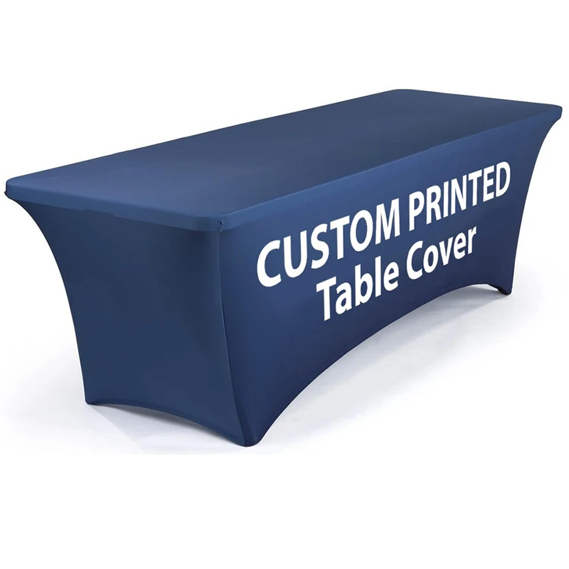 

4/6/8ft High Quality Full Color Printed Spandex Stretch Table Throw,Exhibition Tension Fabric Advertising Table Cover Printing