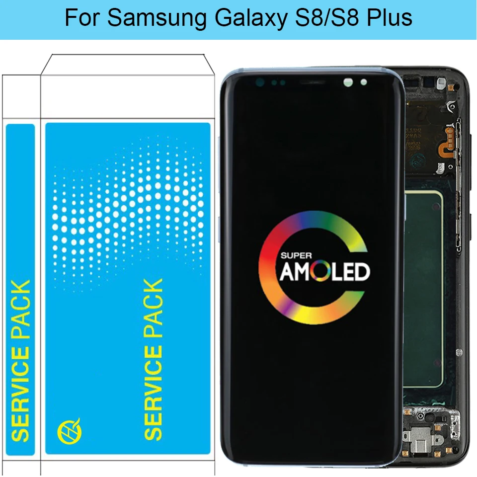 Buy Original S8 LCD For Samsung Galaxy S8 Plus LCD Display With Frame AMOLED S8 G950F G950A Screen Display S8 Plus G955F G955A LCD