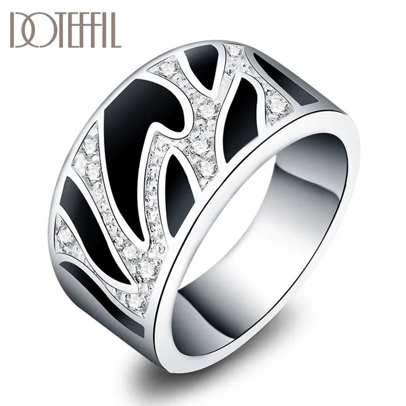 

DOTEFFIL 925 Sterling Silver AAA Zircon Epoxy Ring For Women Fashion Wedding Engagement Party Gift Charm Jewelry