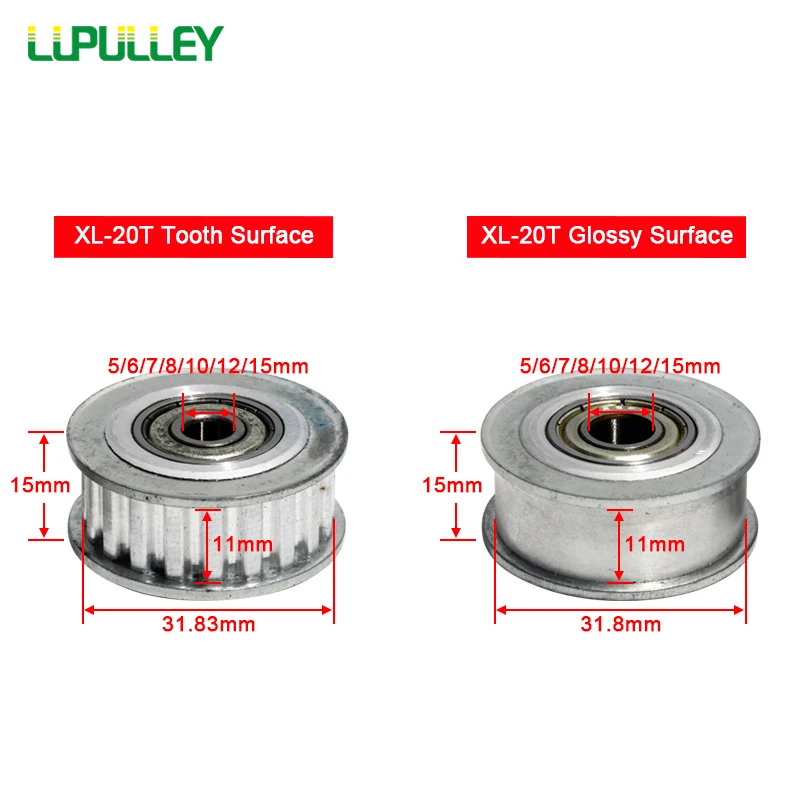 LUPULLEY XL 20T с 21 мм Синхронный ролик колеса с двойным боковым отверстием подшипника 12 мм 15 мм синхронный шкив с подшипником