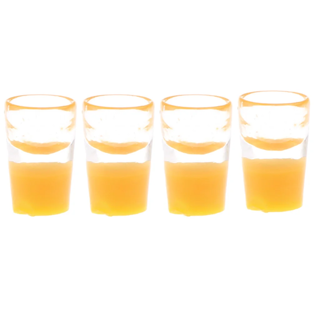 1/12th Dollhouse Miniature 4pcs Cups of Orange Juice Dining Table Decoration