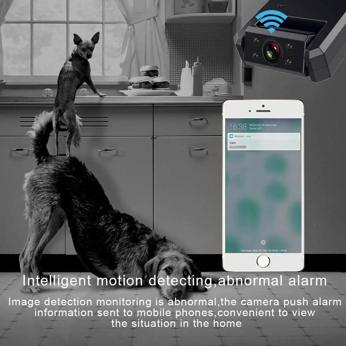 2 Style Multi-purpose 165° Wide Angle Wireless Smart WIFI 4K HD mini Camera Alarm Home Mini IR Night Vision P2P Motion Senso