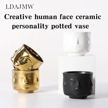

Nordic Style Ceramic Face Potted Plant Vase Decoration Home Soft Decoration Living Room Window Sill Succulent Flower Pot