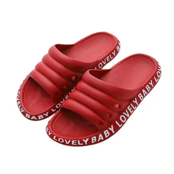 

Women's Summer Solid Alphabet Slides Comfortable Home Slippers Non-slip Wear-resistant Bathroom Slippers Couple Flip Flops