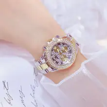 BS брендовые роскошные женские часы со стразами кварцевые розовое золото Горячая часов из нержавеющей стали Изысканные часы для женщин часы Relogio
